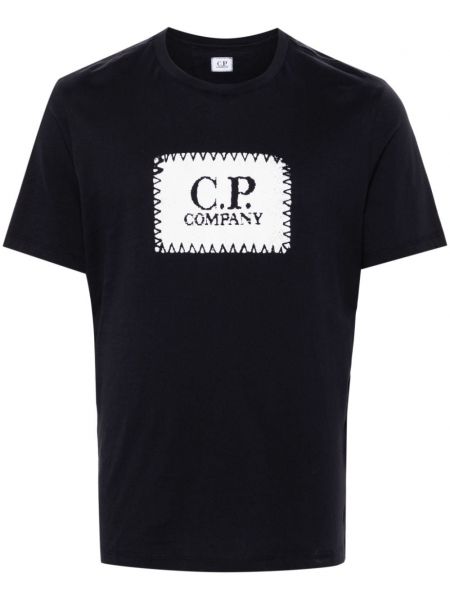 Bombažna majica s potiskom C.p. Company modra