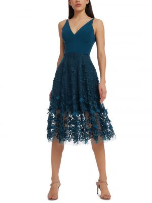Расклешенное платье с глубоким декольте Dress The Population синий