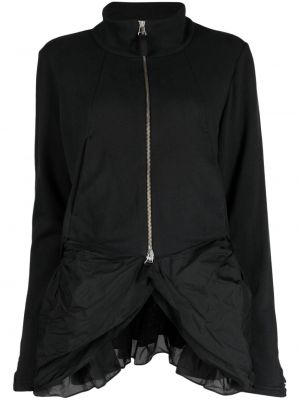 Jersey jacke mit reißverschluss mit schößchen Rundholz schwarz