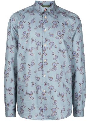 Βαμβακερό πουκάμισο με σχέδιο paisley Ps Paul Smith μπλε