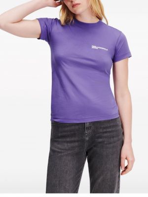 Raštuotas medvilninis marškinėliai Karl Lagerfeld Jeans violetinė