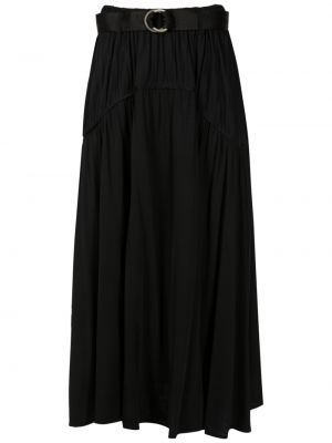 Opásaný viskózové midi sukně s páskem Nk - černá
