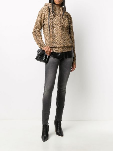 Sudadera con capucha con estampado leopardo Saint Laurent marrón