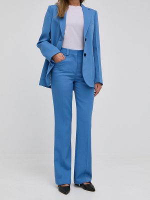 Vlněné kalhoty s vysokým pasem Victoria Beckham modré