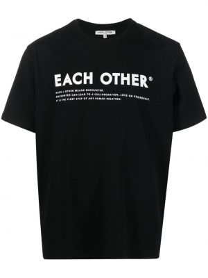 Βαμβακερή μπλούζα με σχέδιο Each X Other μαύρο