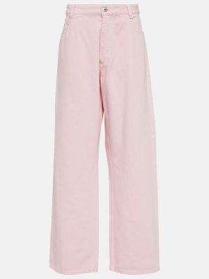 Bavlněné džíny s vysokým pasem relaxed fit Bottega Veneta - růžová