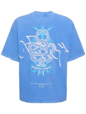 Bombažna majica s kačjim vzorcem Unknown modra