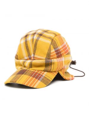Volnena kapa s šiltom s karirastim vzorcem Ymc rumena