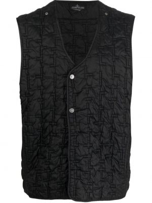 V-hals vattert vest Stone Island Shadow Project svart