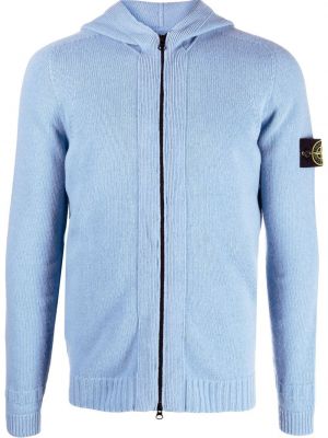 Hoodie i stickad Stone Island blå