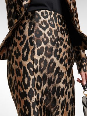 Leopardí midi sukně s vysokým pasem s potiskem Balmain béžové