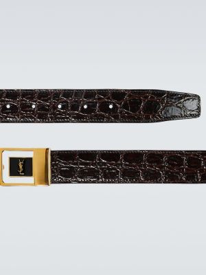 Cinturón ajustado de cuero Saint Laurent negro