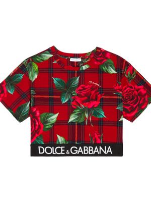 Trykt bomull t-skjorte for jenter Dolce&gabbana Kids rød