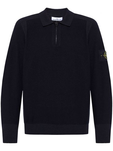 Strikket poloshirt Stone Island sort