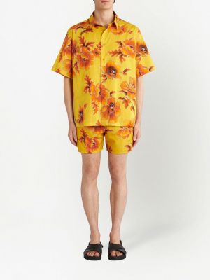 Mustriline lilleline lühikesed püksid Etro kollane