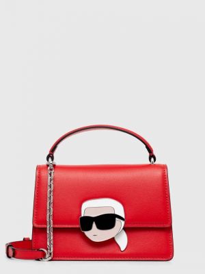 Torba na ramię skórzana Karl Lagerfeld czerwona