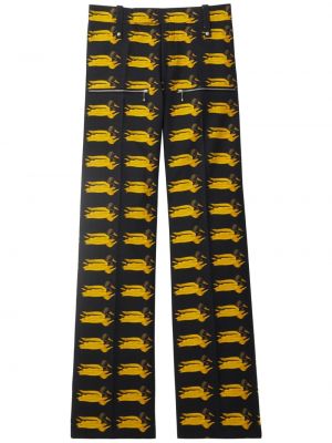 Vlněné rovné kalhoty s potiskem Burberry žluté