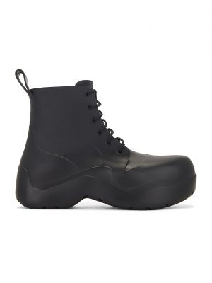 Кружевные ботинки на шнуровке Bottega Veneta черные
