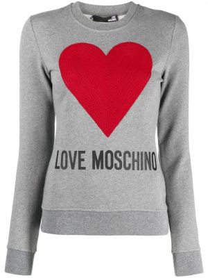 Hjertemønster trykt paljett sweatshirt Love Moschino grå