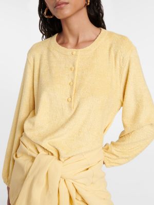 Памучна ленена блуза Loro Piana жълто