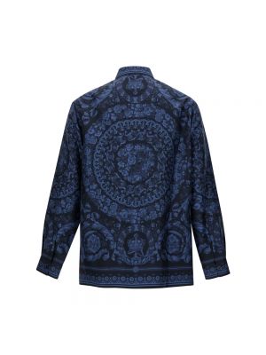 Jedwabna koszula Versace niebieska