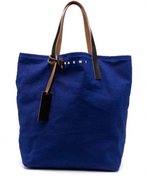 Чанта за ръка с принт Marni синьо