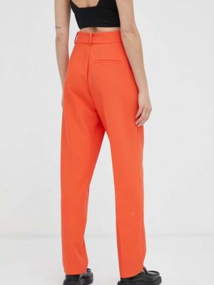 Jednobarevné kalhoty s vysokým pasem 2ndday oranžové