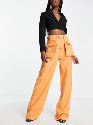 Оранжевые широкие брюки с карманами Missguided