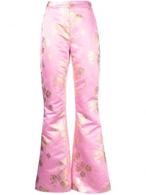 Satynowe spodnie w kwiatki z nadrukiem Cynthia Rowley