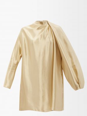 Платье из смесового шелка с драпировкой Fendi, золото