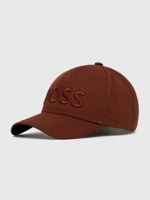 Pamučna kapa Boss smeđa