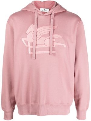 Medvilninis siuvinėtas džemperis su gobtuvu Etro rožinė