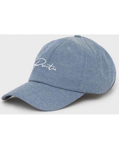 Памучна шапка с апликация Primitive синьо