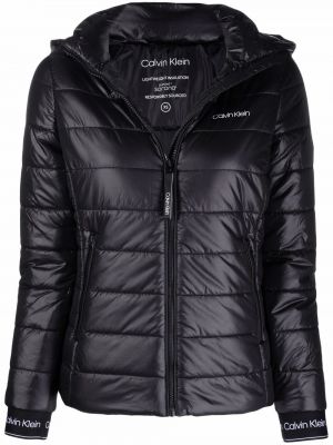 Πουπουλένιο μπουφάν με κουκούλα Calvin Klein μαύρο