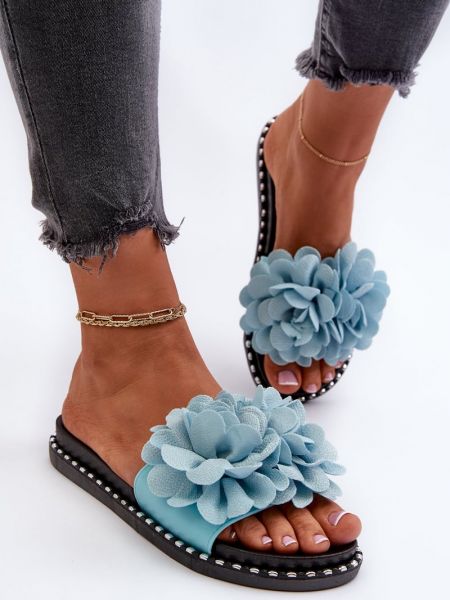 Kvetinové domáce papuče Kesi modrá
