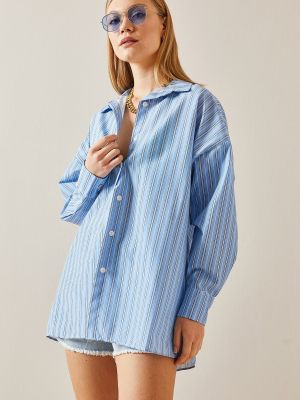 Oversized ριγέ πουκάμισο Xhan μπλε