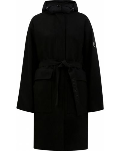 Шерстяное пальто Moncler, черное