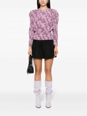 Jedwabna bluzka z nadrukiem Isabel Marant fioletowa