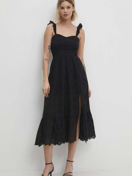 Pamučna midi haljina Answear Lab crna