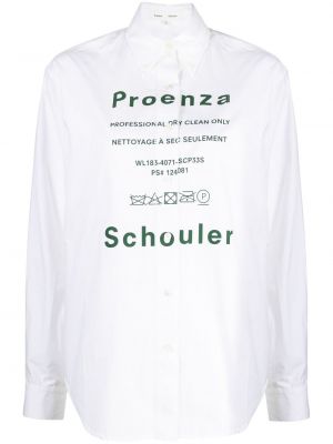Памучна риза с принт Proenza Schouler бяло