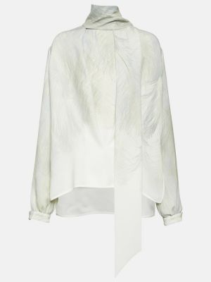 Сатенена блуза Victoria Beckham бяло