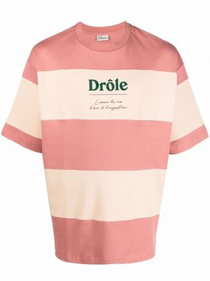 Camiseta a rayas con estampado Drôle De Monsieur rosa