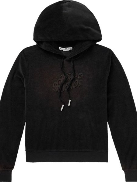 Велюровый свитер с капюшоном Acne Studios черный