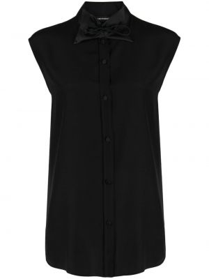 Сатенена блуза с панделка Emporio Armani черно