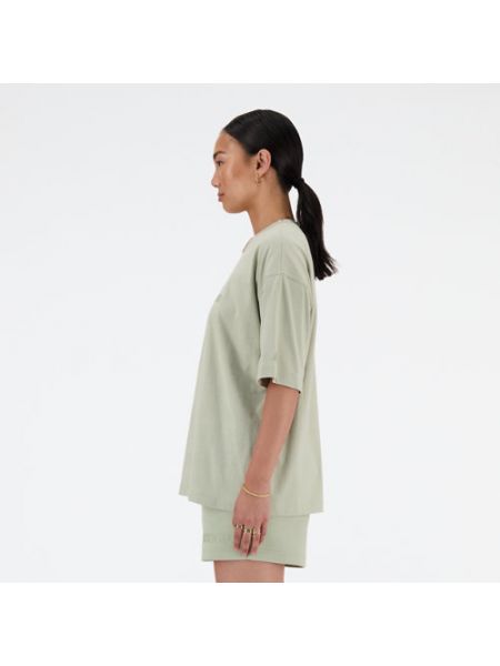 T-shirt en coton en jersey oversize New Balance vert