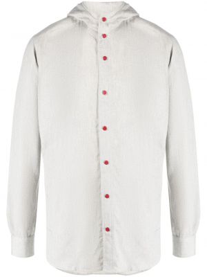 Памучна риза с качулка Kiton сиво