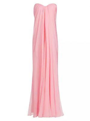 Шелковое длинное платье Alexander Mcqueen розовое