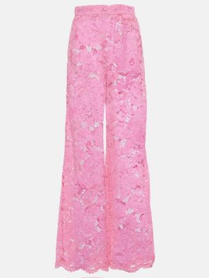 Παντελόνι σε φαρδιά γραμμή με δαντέλα Dolce&gabbana ροζ