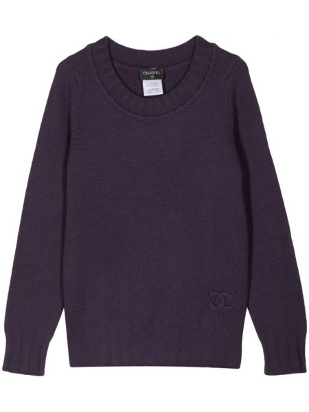 Кашмирен пуловер с кръгло деколте Chanel Pre-owned виолетово