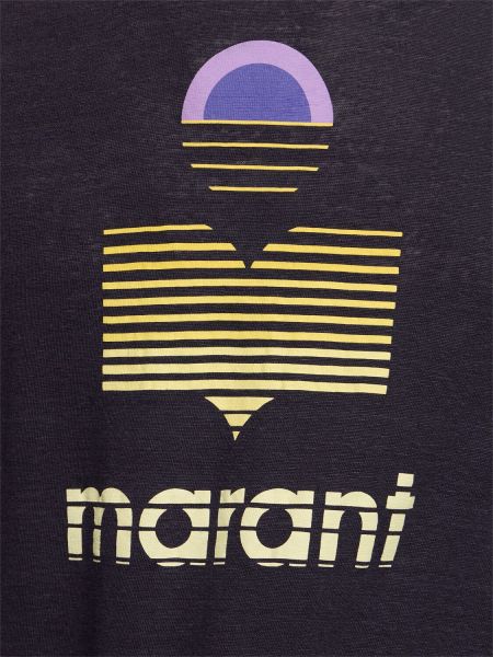 T-shirt en lin à imprimé en jersey Marant noir